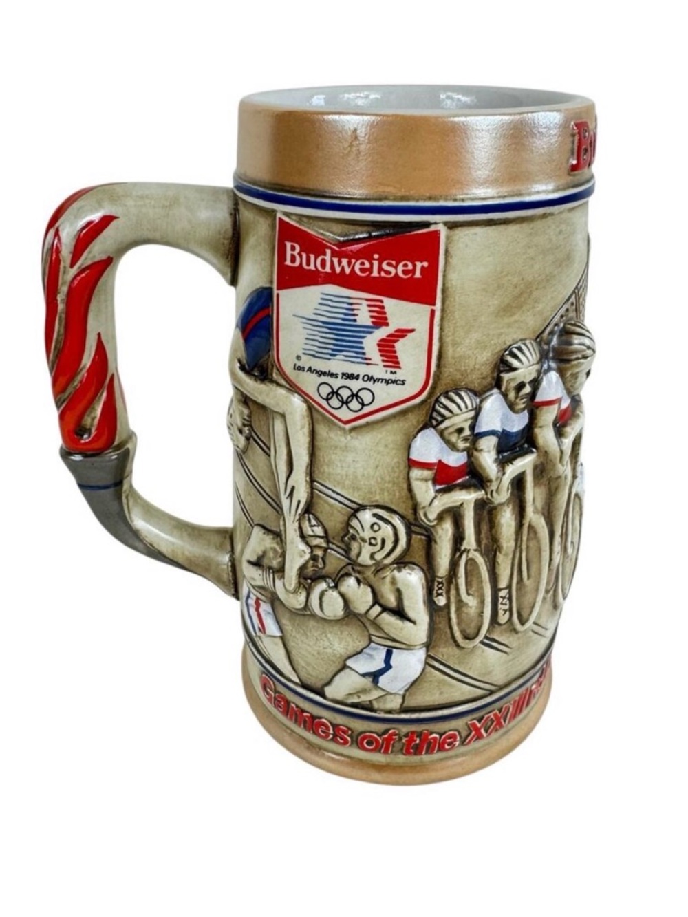 Vintage Budweiser 1984 Los Angeles Olympic Games Collectible Handled Beer Stein